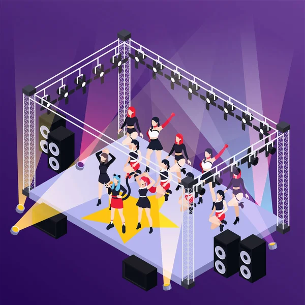 Pop Music Isometric Background — Stock Vector