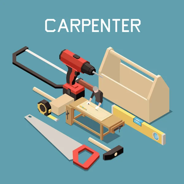 Carpentry Tools Isometric Composition — Stock Vector