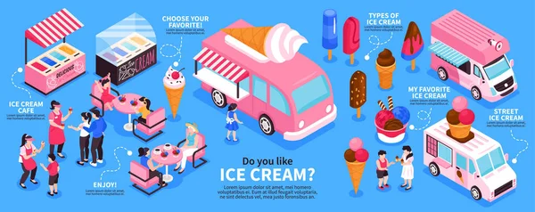 Infographie de la crème glacée isométrique — Image vectorielle