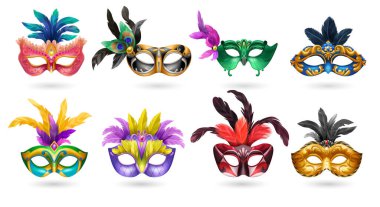 Gerçekçi Karnaval Maskeleri Ayarlandı 