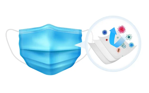 Máscara Medial de Protección Individual Composición Realista — Archivo Imágenes Vectoriales