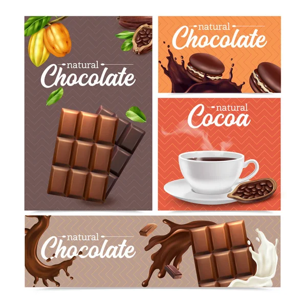 Cacao Realistische Banner Set — Stockvector