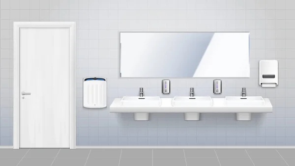 Composition intérieure des toilettes publiques lumineuses — Image vectorielle
