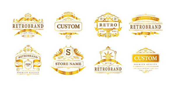 Lüks Vintage Logoları Ayarlandı — Stok Vektör