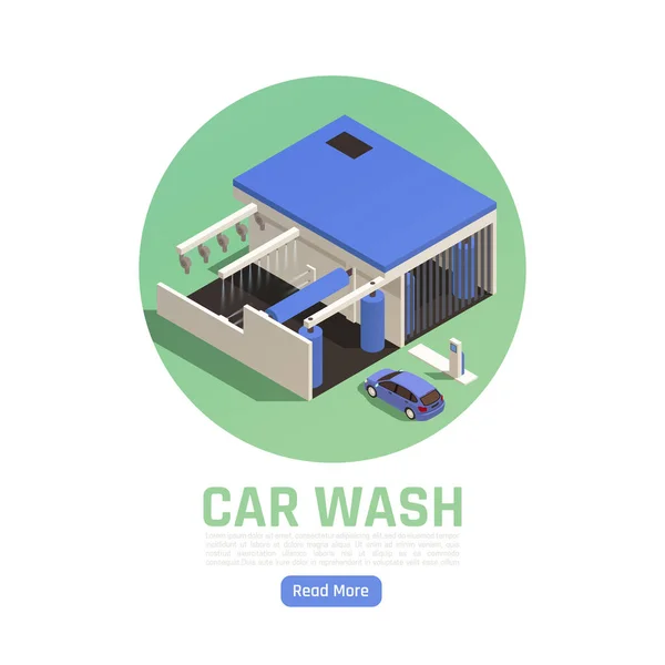 Auto wassen Isometrische samenstelling — Stockvector