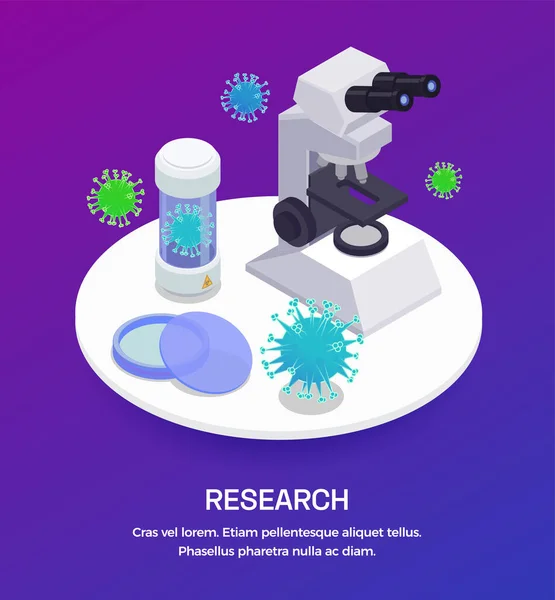 Virus Research Isometric Background — Stock Vector