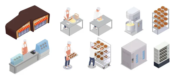 Bakery Isometric Icons Set — Stock Vector