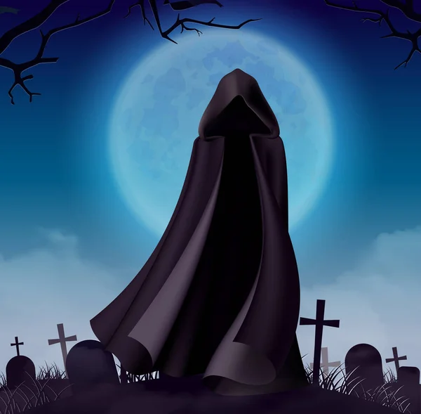 Ghost On Cemetery Composizione — Vettoriale Stock