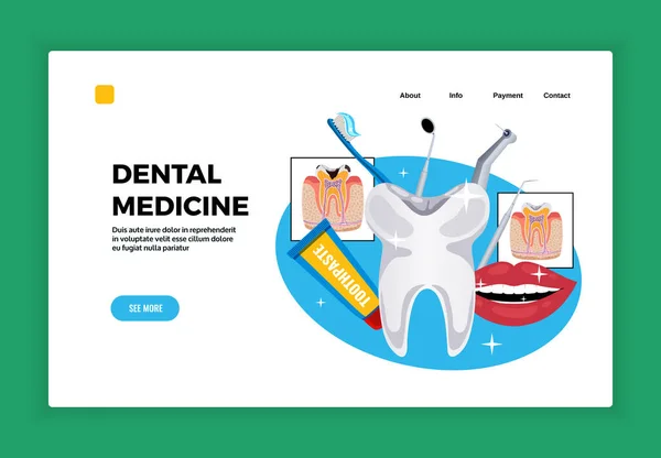 Problemy stomatologiczne Page Design — Wektor stockowy