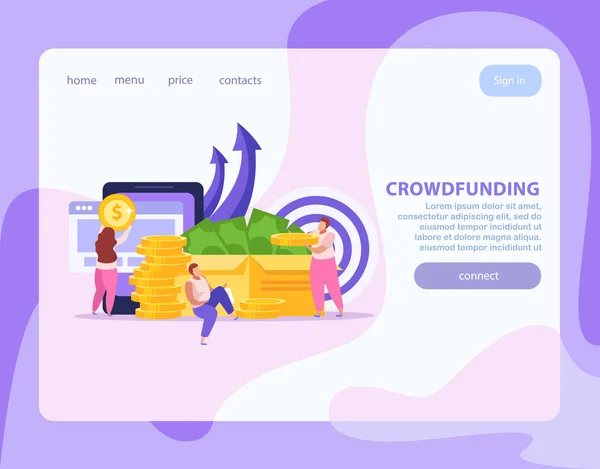 Financement participatif Flat Landing Page — Image vectorielle