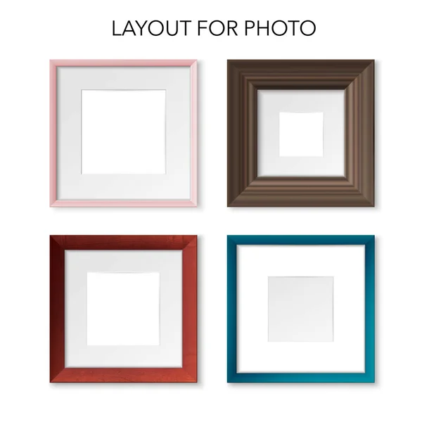 Conjunto realista de marcos cuadrados — Archivo Imágenes Vectoriales