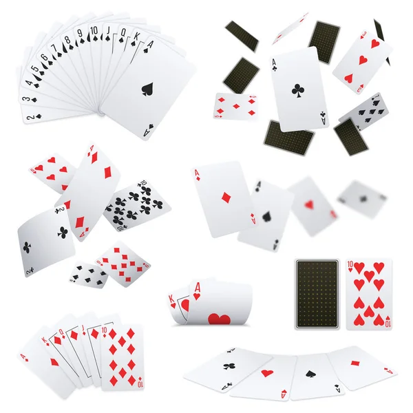 Cartões de Poker Conjuntos Realistas —  Vetores de Stock