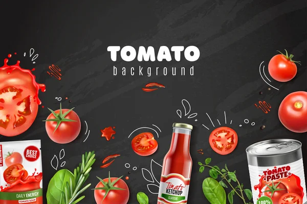 Kalkbräda Tomat realistiska bakgrund — Stock vektor
