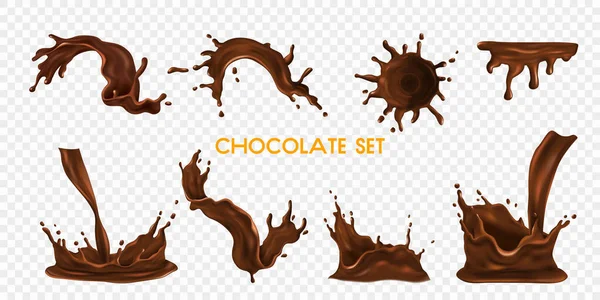 Chocolate Splash Transparent Set — Stock Vector