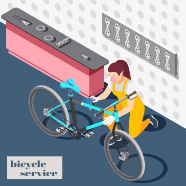 Bisiklet Servisi Isometric Arkaplan