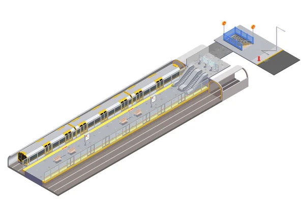 TunnelbaneIsometrisk illustration — Stock vektor