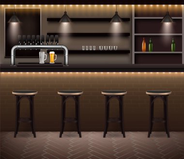 Bar İçi Gerçekçi İllüstrasyon