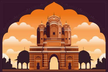 Hint Turizm Resimleri İçin El Çizimi Düz Çizimler