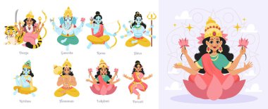 Hint Tanrıları ve Kültür Koleksiyonunun Düz Çizimleri