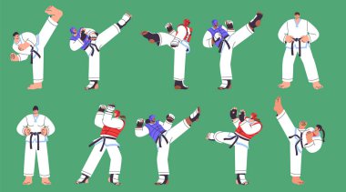 Tekvando Tekmeleri Çizim Koleksiyonunun Dinamik El Çizimi Sanatı