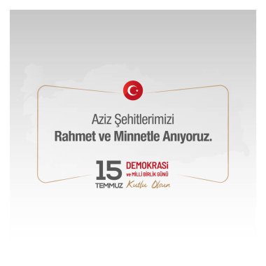 15 Temmuz demokrasi ve milli birlik günüdür. Vektör illüstrasyonu.