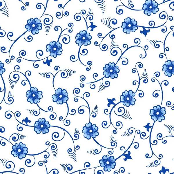 mavi ve beyaz çiçek çin dikişsiz desen