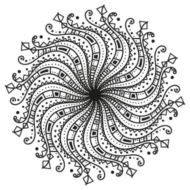 siyah-beyaz desen yuvarlak. Altıgen karo