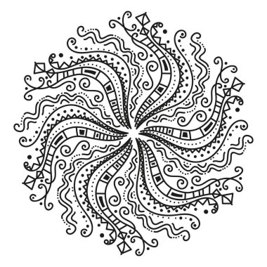 siyah ve beyaz altıgen mandala. yuvarlak simetri