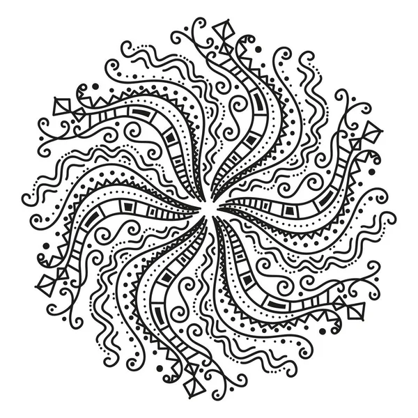 siyah ve beyaz altıgen mandala. yuvarlak simetri