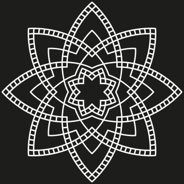 beyaz yuvarlak simetrik desen siyah. fantezi dekoratif Mandala
