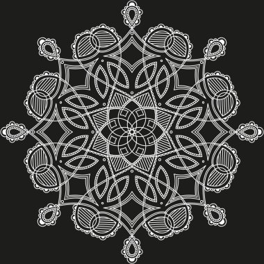 beyaz yuvarlak simetrik arabesk tasarım. fantezi dekoratif Mandala