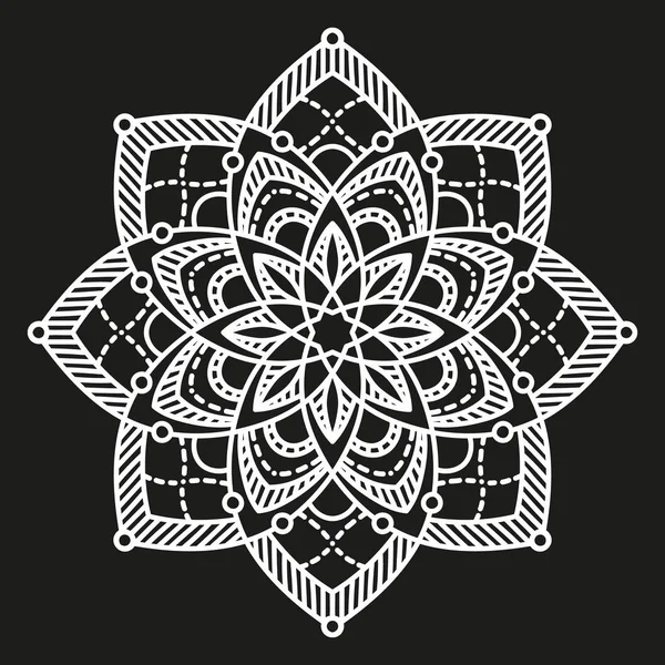 Bílé kulaté symetrické uspořádání Arabesque. ozdobná dekorační Mandala — Stockový vektor