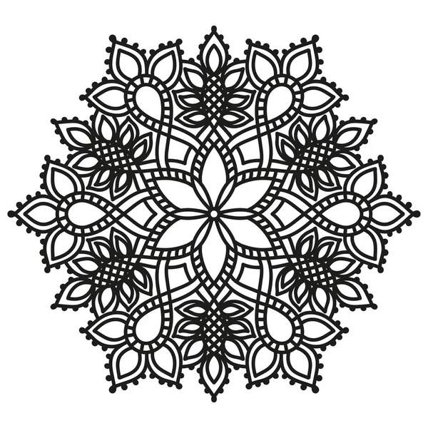 Patrón simétrico redondo blanco y negro. mandala decorativa — Vector de stock