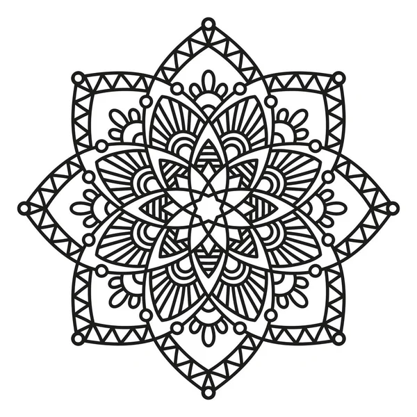 Černobílý kulatý symetrický vzor. ozdobná dekorační Mandala — Stockový vektor