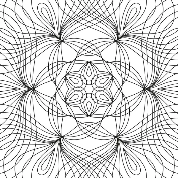 Černobílý kulatý symetrický vzor. Arabesque design. ozdobná dekorační Mandala — Stockový vektor