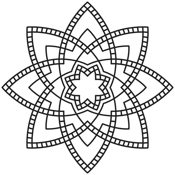 Černobílý kulatý symetrický vzor. ozdobná dekorační Mandala — Stockový vektor