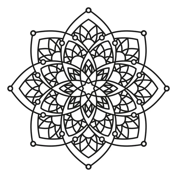 Černý a bílý kulatý symetrický design. dekorativní Mandala — Stockový vektor
