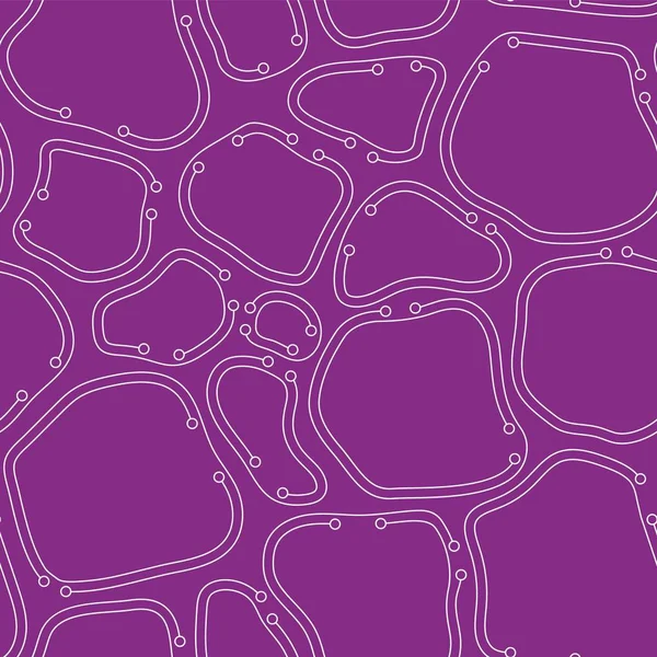 Weiß auf violett chaotisch geordnetem abstrakten, nahtlosen Muster. Organische Zellen mit dünnen Linien — Stockvektor