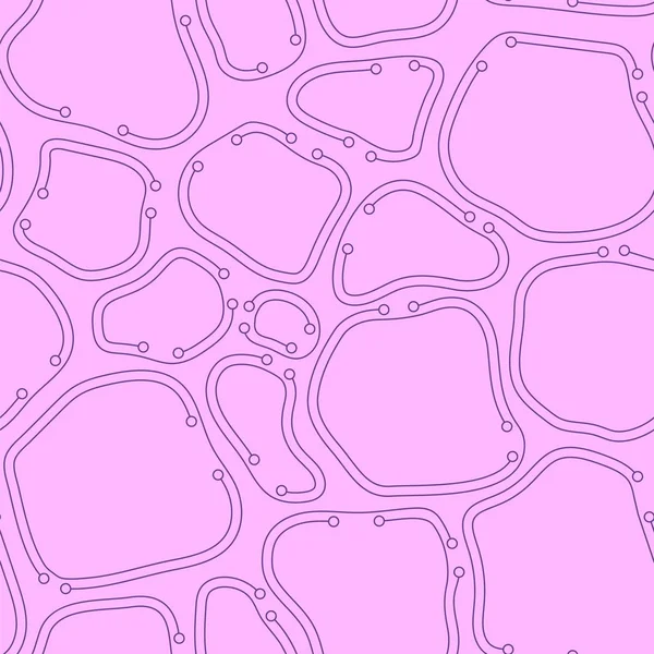 Violett på rosa kaotiska beställde abstrakt sömlösa mönster. organiska celler med tunna linjer — Stock vektor