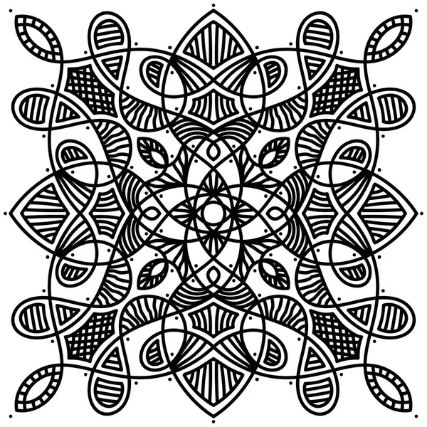 Modello simmetrico rotondo in bianco e nero. design arabesco. mandala decorativo fantasia — Vettoriale Stock