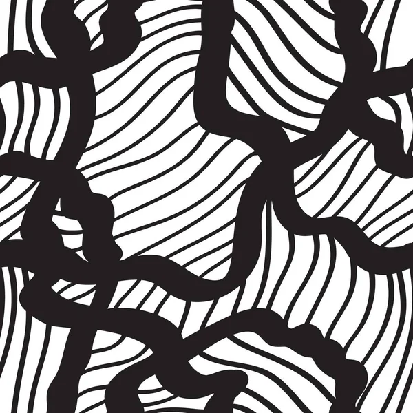 mürekkep handdrawn sorunsuz desen. beyaz siyah çizgiler