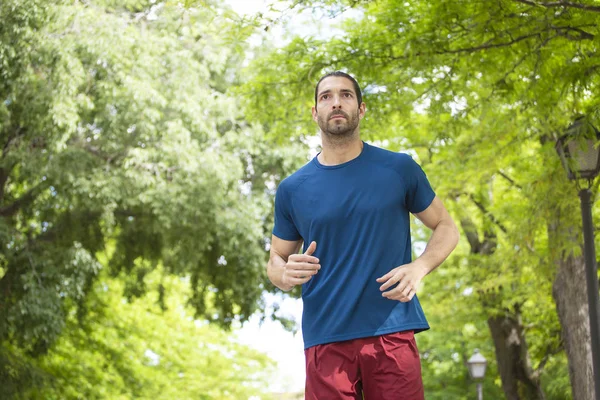 çekici genç adam parkta, sağlıklı bir yaşam tarzı çalışan uygun