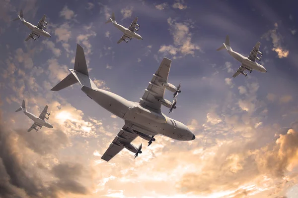 Pervane savaş uçakları formasyonda uçuyor