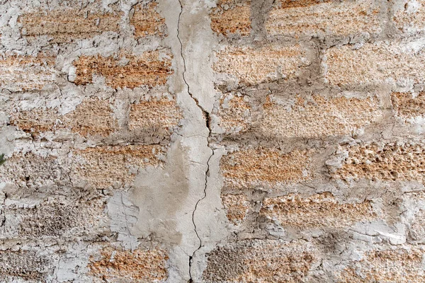Rough Texture Brick Wall Made Shells Crack Middle Wall — Stock Photo, Image