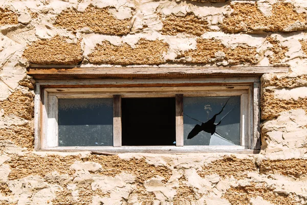 Rough Texture Brick Wall Made Shells Broken Glass Building Window — Stock Photo, Image