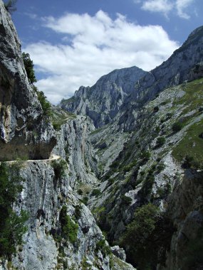Mountain landscape with intense blue sky, Ruta del Cares, Asturias, Spain