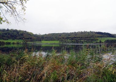 Eifel Almanya 'da doğa güzel göl manzarası