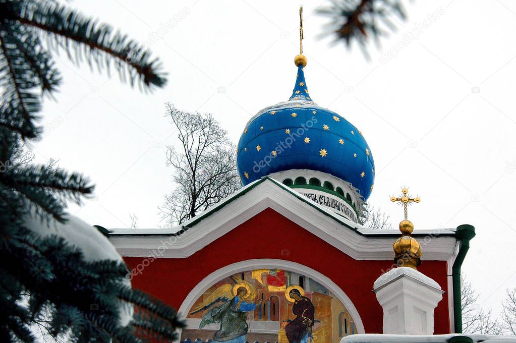 The dome of the Orthodox Cathedral Pechora, Russia
