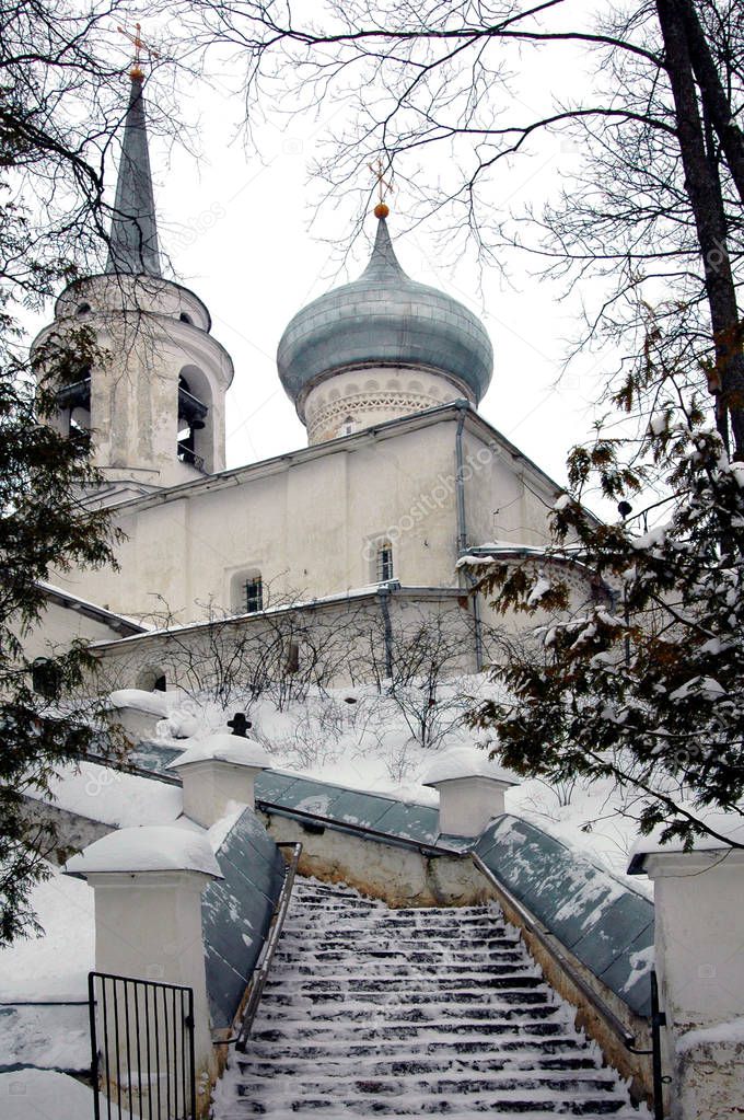 Assumption cathedral in Pushkin mountains, here is buried the family of the russian poet Pushkin