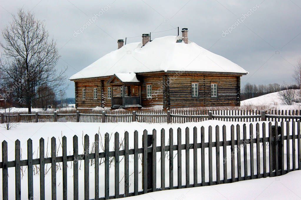Preserved wooden estate of Pushkin's friends, Trigorskoye, Pskov, Russia